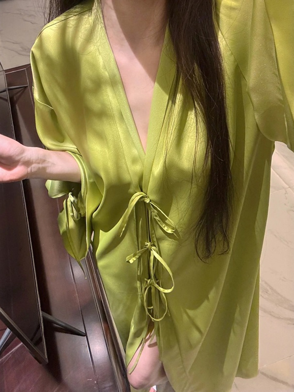 Robe Silk Women - Bata tipo cárdigan ligera de manga