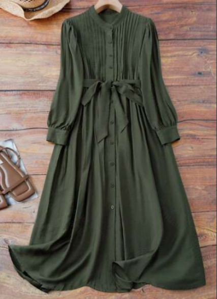 Vestido maxi plisado verde mil - Corset Waist Cinch reseña y precio